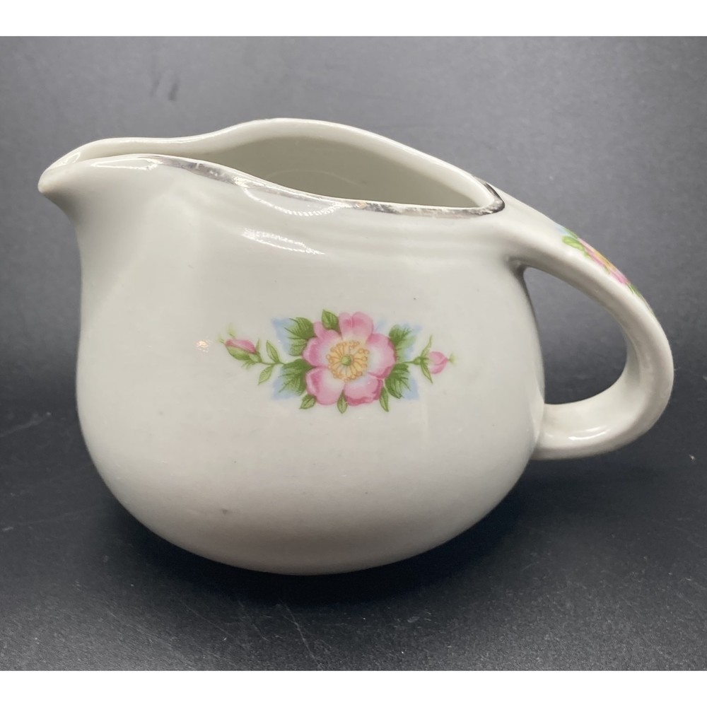 Halls Superior Quality Wild Roses Creamer with Platinum Trim 65B Made in the USA
